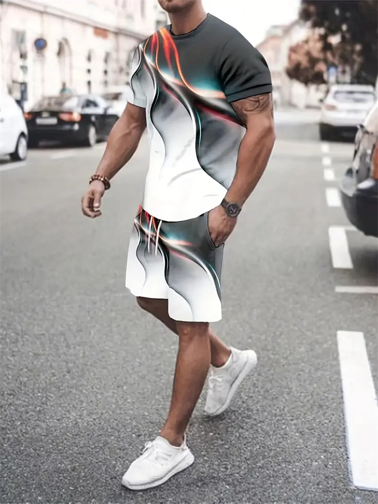 Women Fashion Images - Erkek Kadın Degrade Doku T-shirt Iki