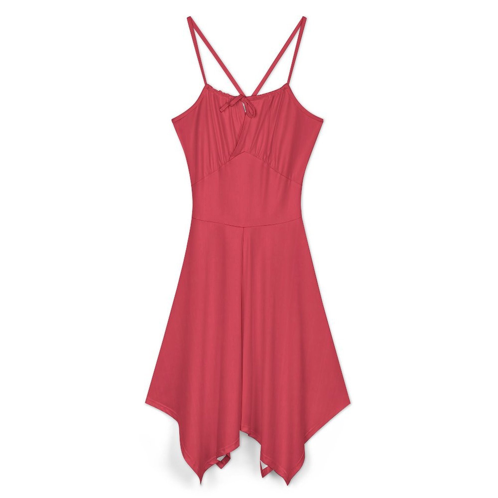 Smocked Dress Women - Kadınlar için kırmızı biber çiçekli elbise