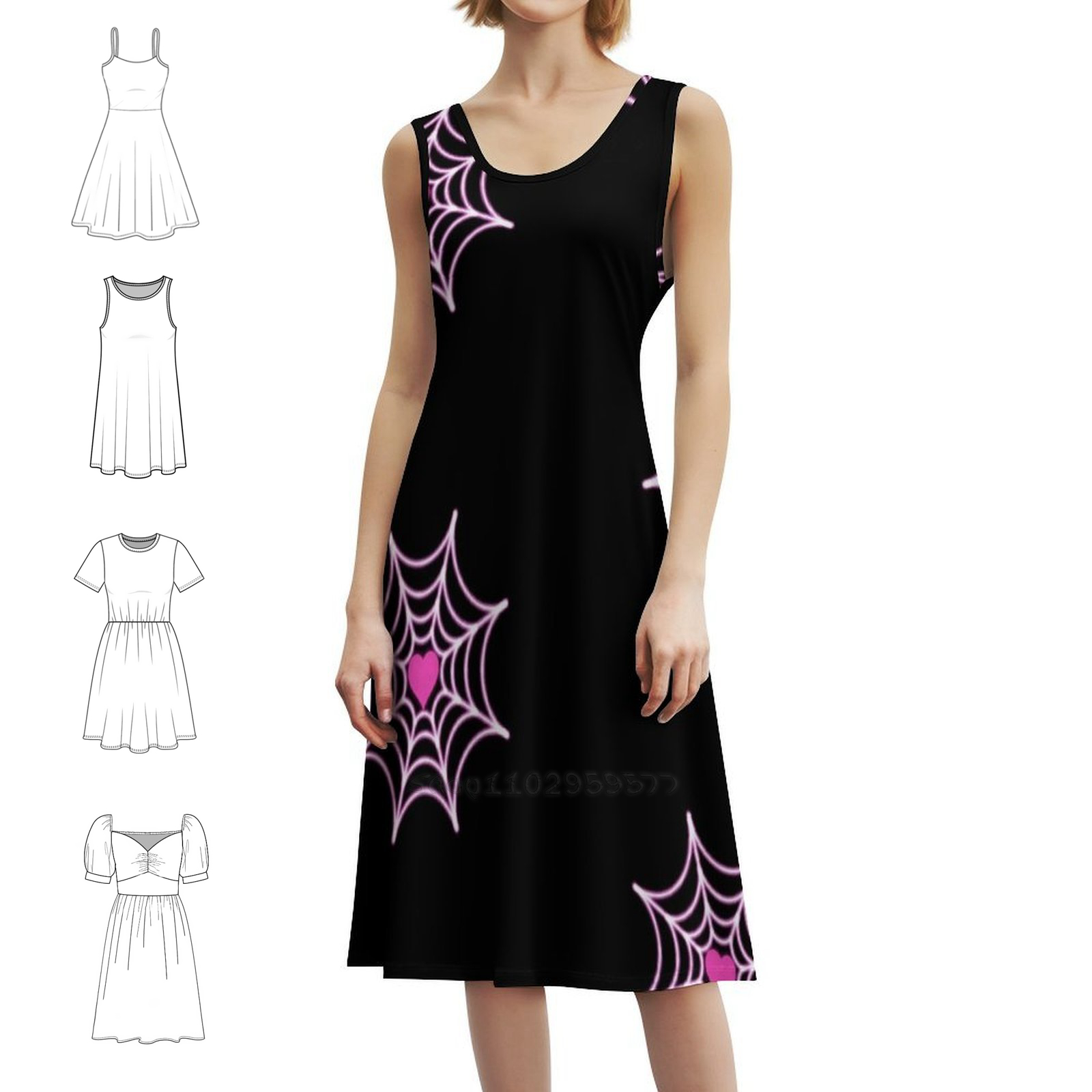 Smocked Dress Women - Örümcek Adam Pembe Örümcek Ağı Hayalet