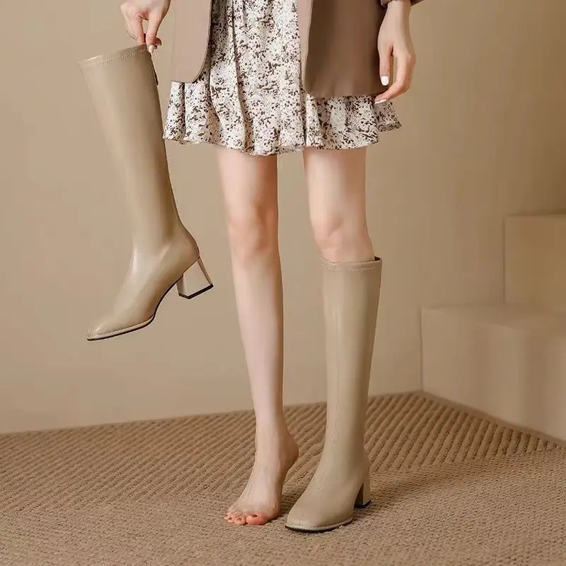 Women'S Fashion Boots 2025 - Kare Burunlu Kadın Uzun Çizmeleri Zarif
