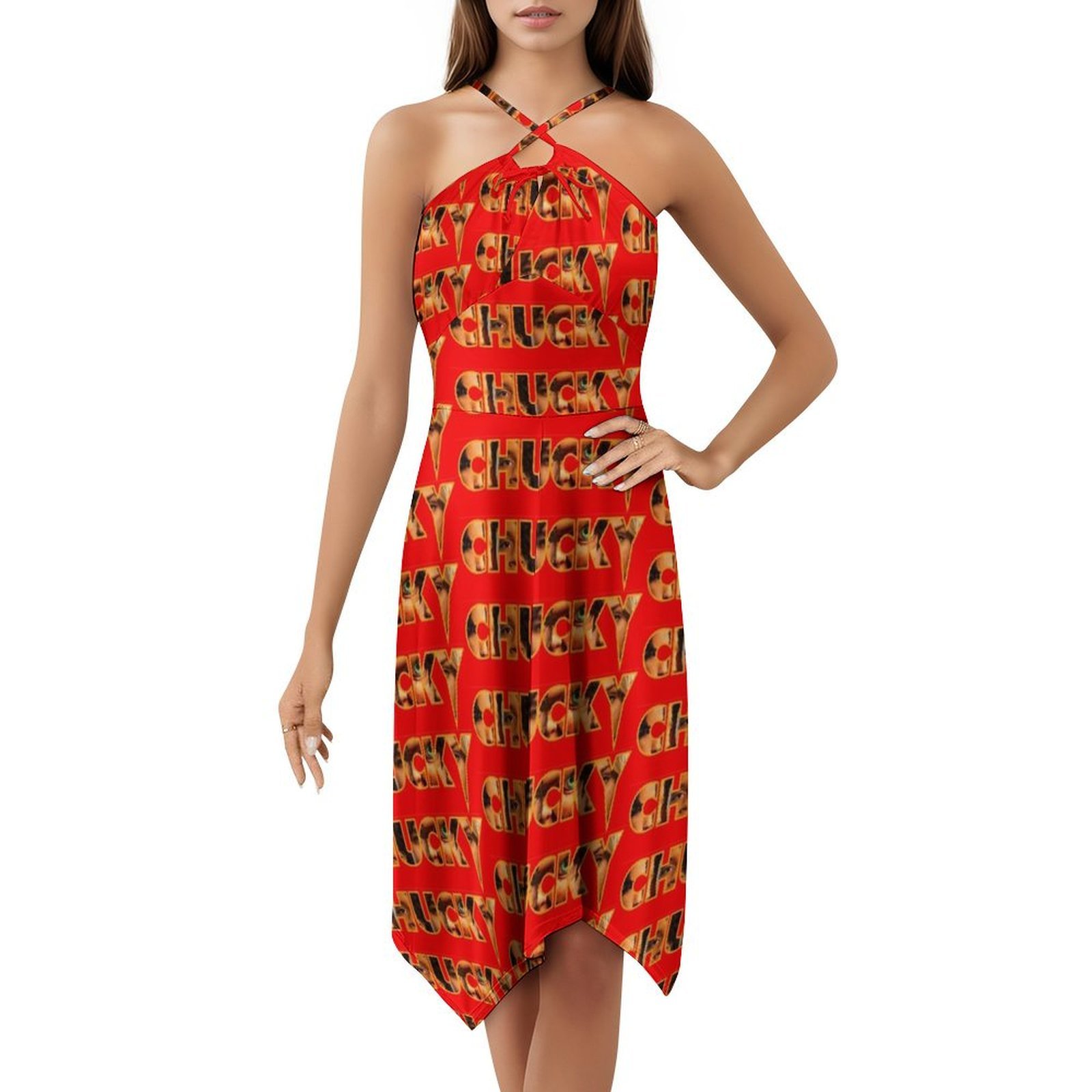 Smocked Dress Women - Chucky 2021 Başlık Bloklu Çiçek Desenli