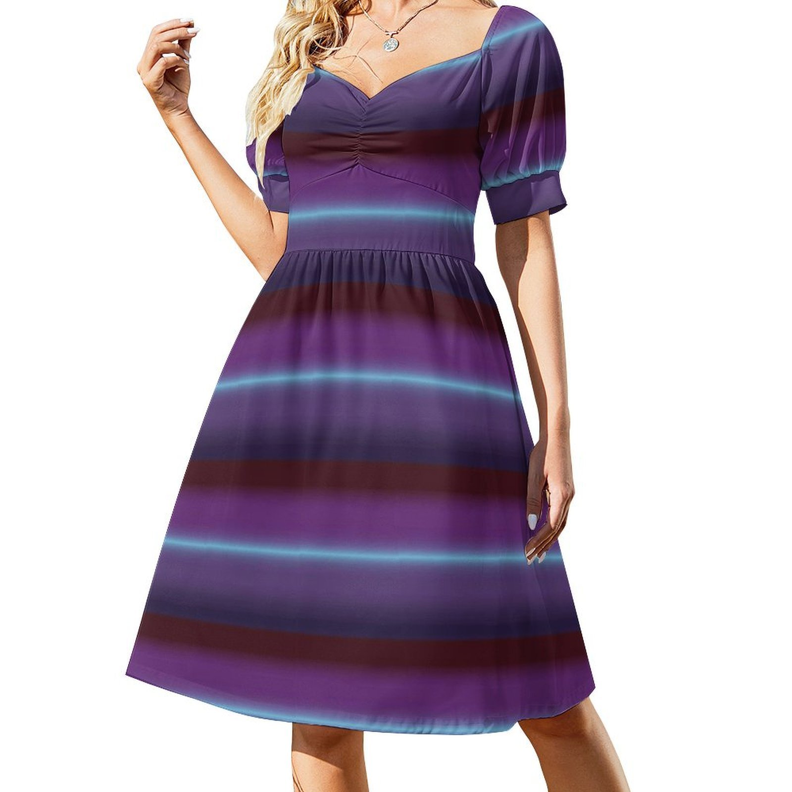 Smocked Dress Women - Kadınlar için degrade çiçekli önlük elbise