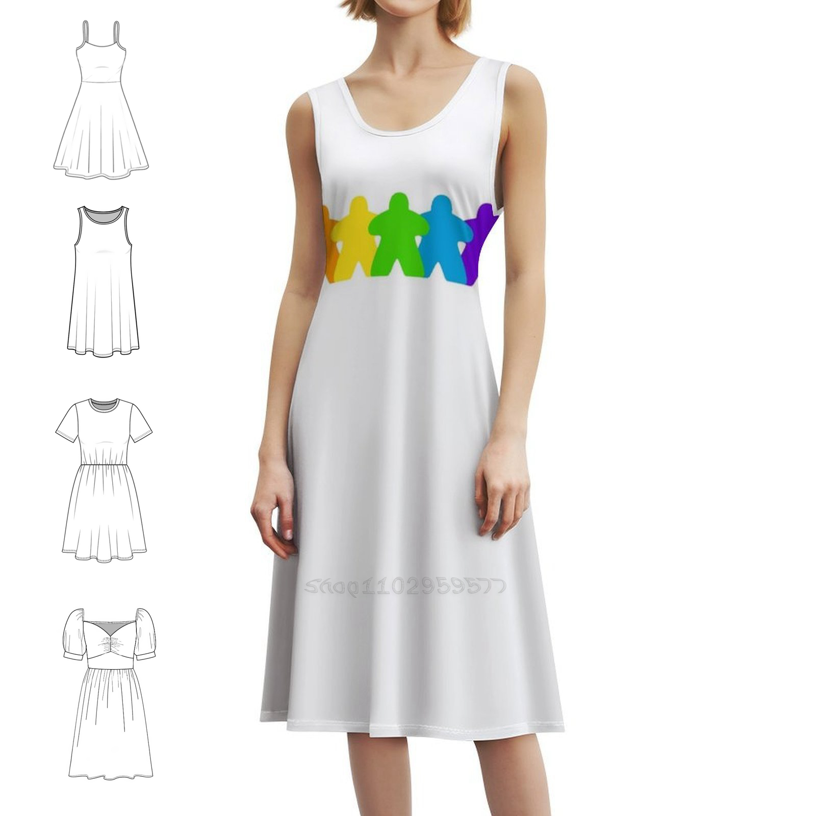Smocked Dress Women - Meeples-Gaymer Pride'nin Tüm Renkleri Kadınlar İçin