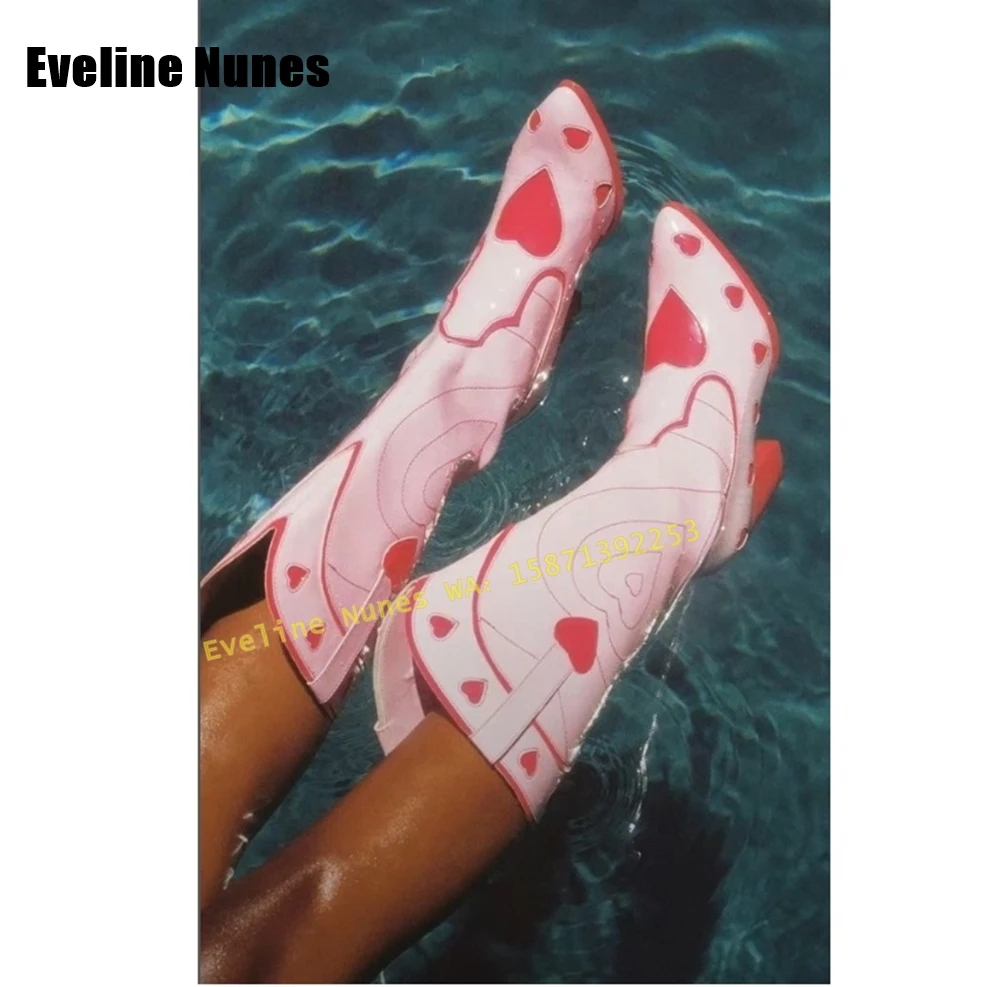 Women'S Fashion Boots 2025 - Pembe Kalp Uzay Cowgirl Çizmeler Sivri