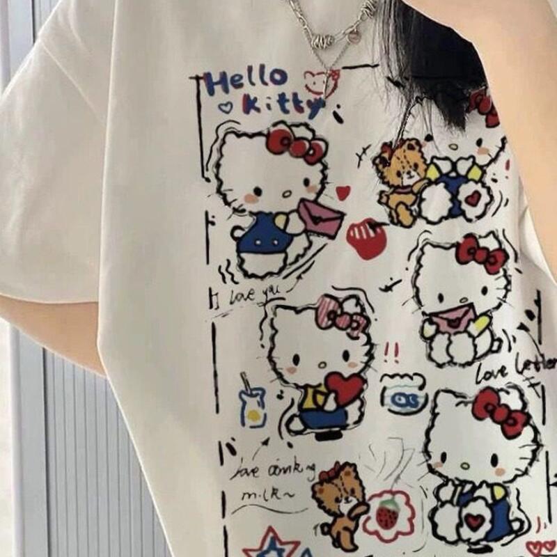 Women'S Fashion Jersey - Kısa Kollu Yazlık Hello Kitty Graffiti