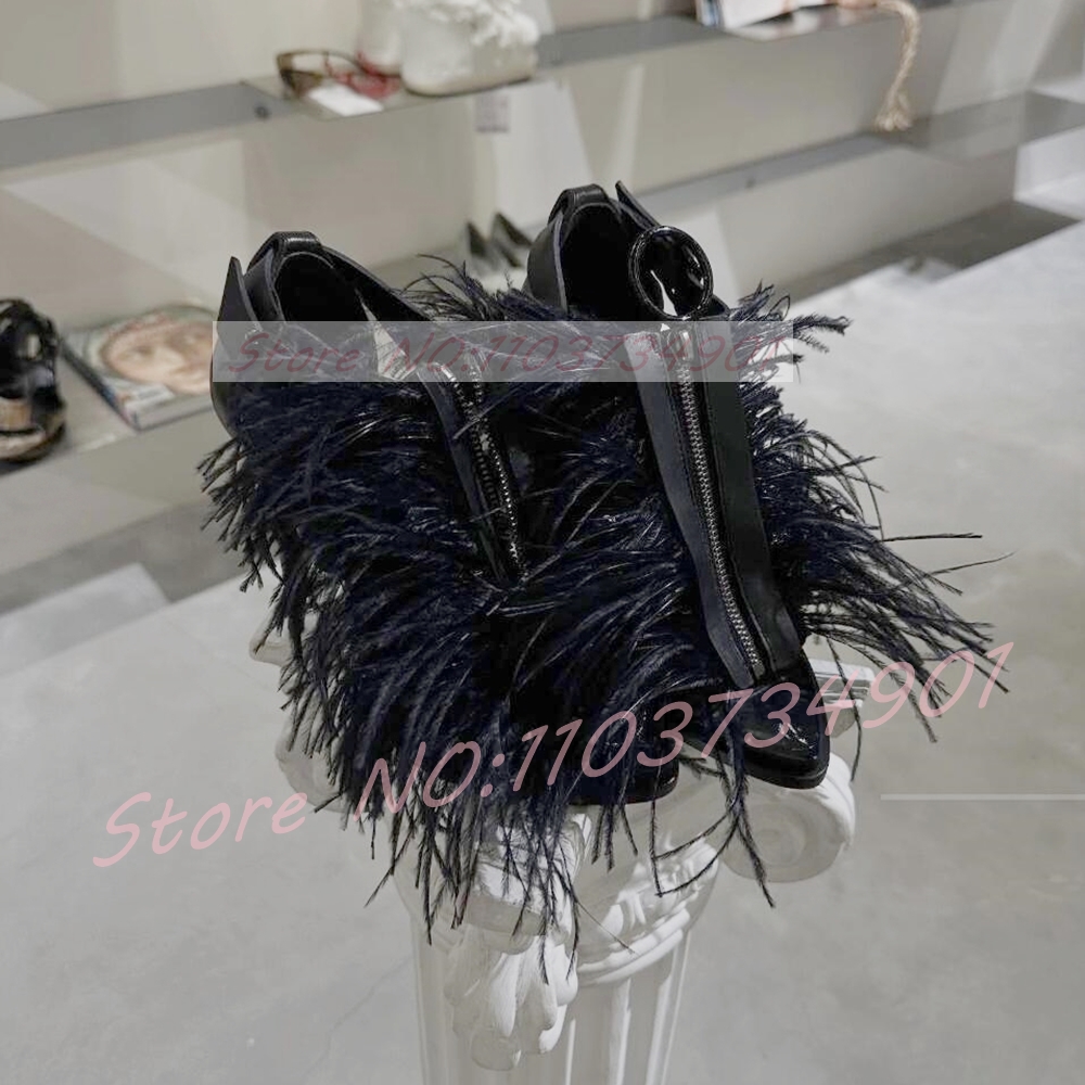 Siyah Tüy Açık Burunlu Sandale - Women'S Fashion Edgy incelemesi ve fiyatı