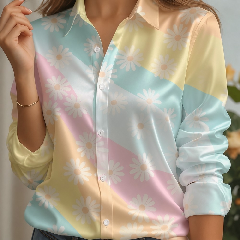 Kadın Saten Yaka Gömlek Pastel - Women'S Fashion Jersey incelemesi ve fiyatı