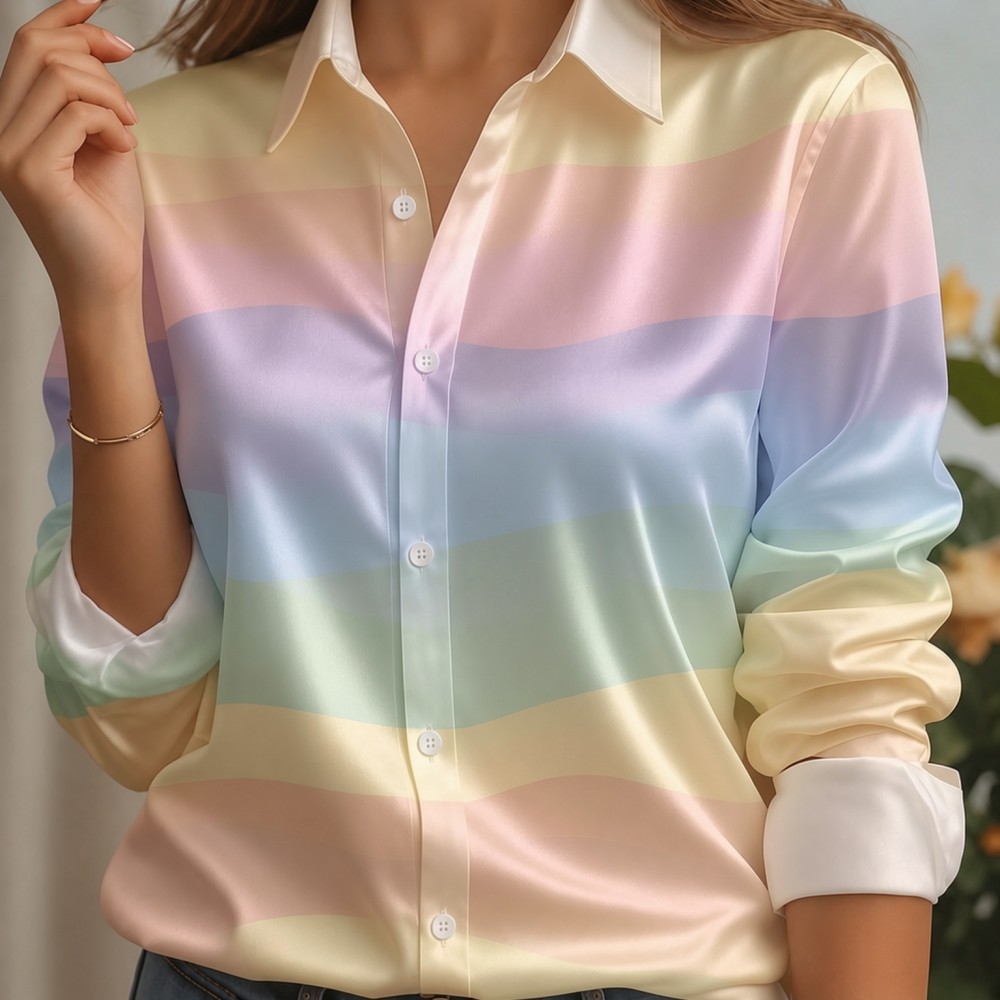 Kadın Saten Yaka Gömlek Pastel - Women'S Fashion Jersey incelemesi ve fiyatı