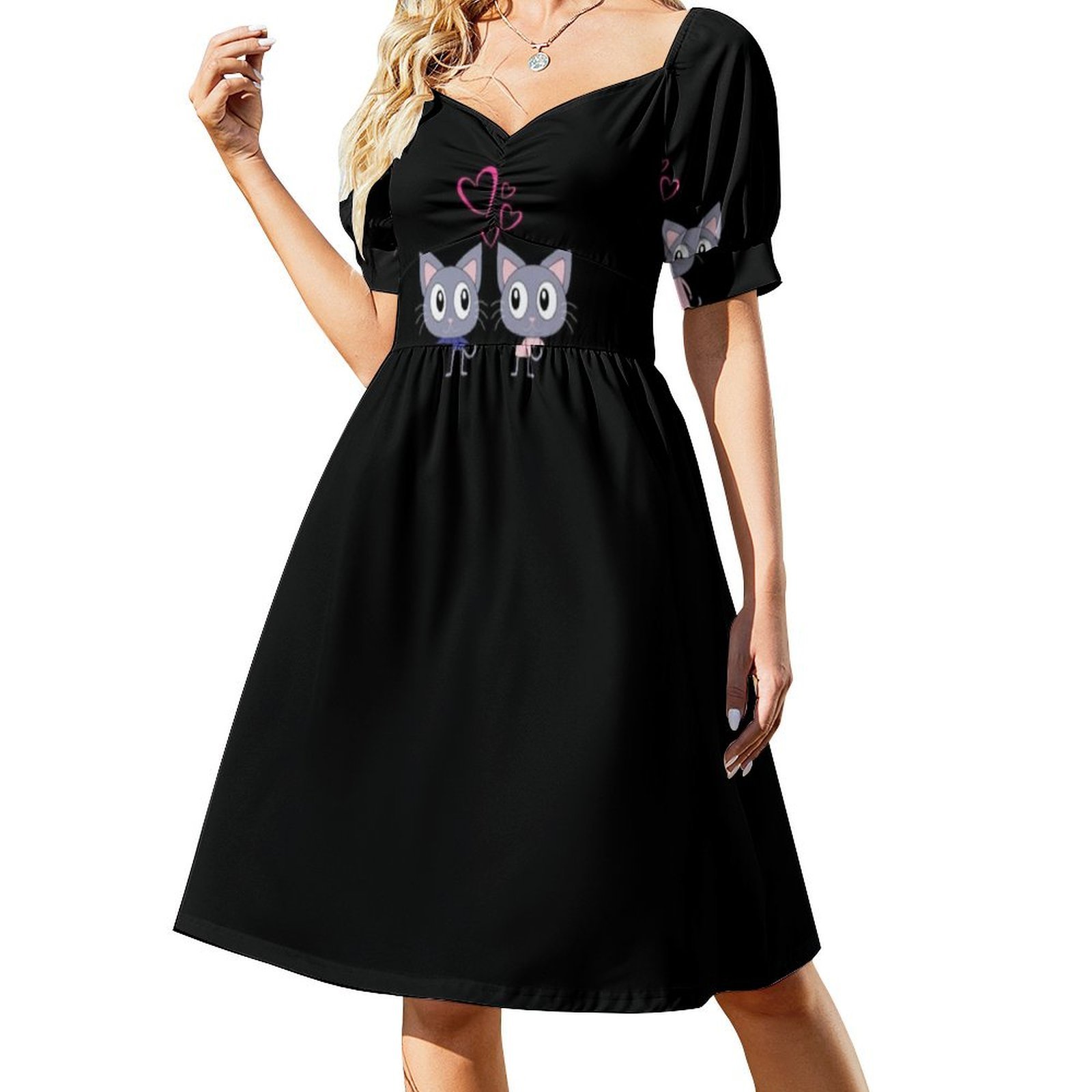 Sevimli Aşık Kediler Çiçek Des - Smocked Dress Women incelemesi ve fiyatı