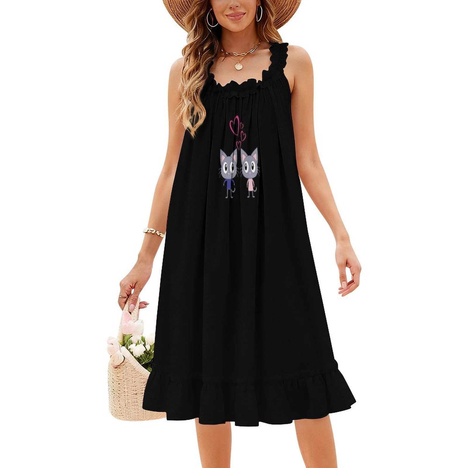 Sevimli Aşık Kediler Çiçek Des - Smocked Dress Women incelemesi ve fiyatı