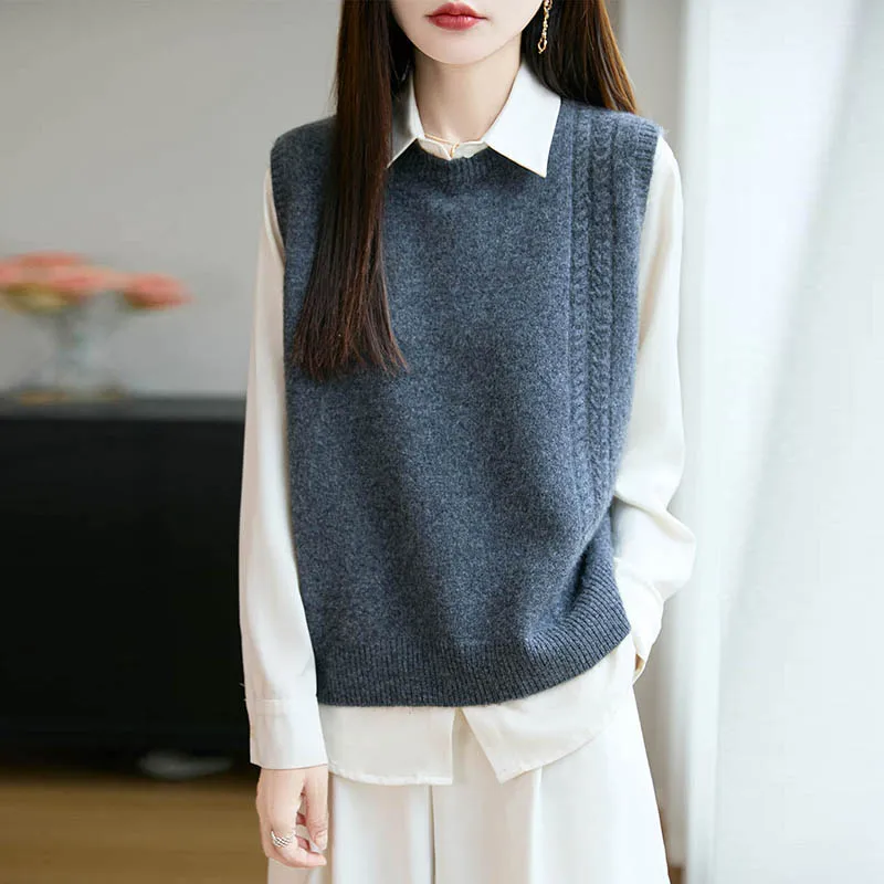 Merino Yün O Yaka Kolsuz Kadın - Knitted Vest Women incelemesi ve fiyatı