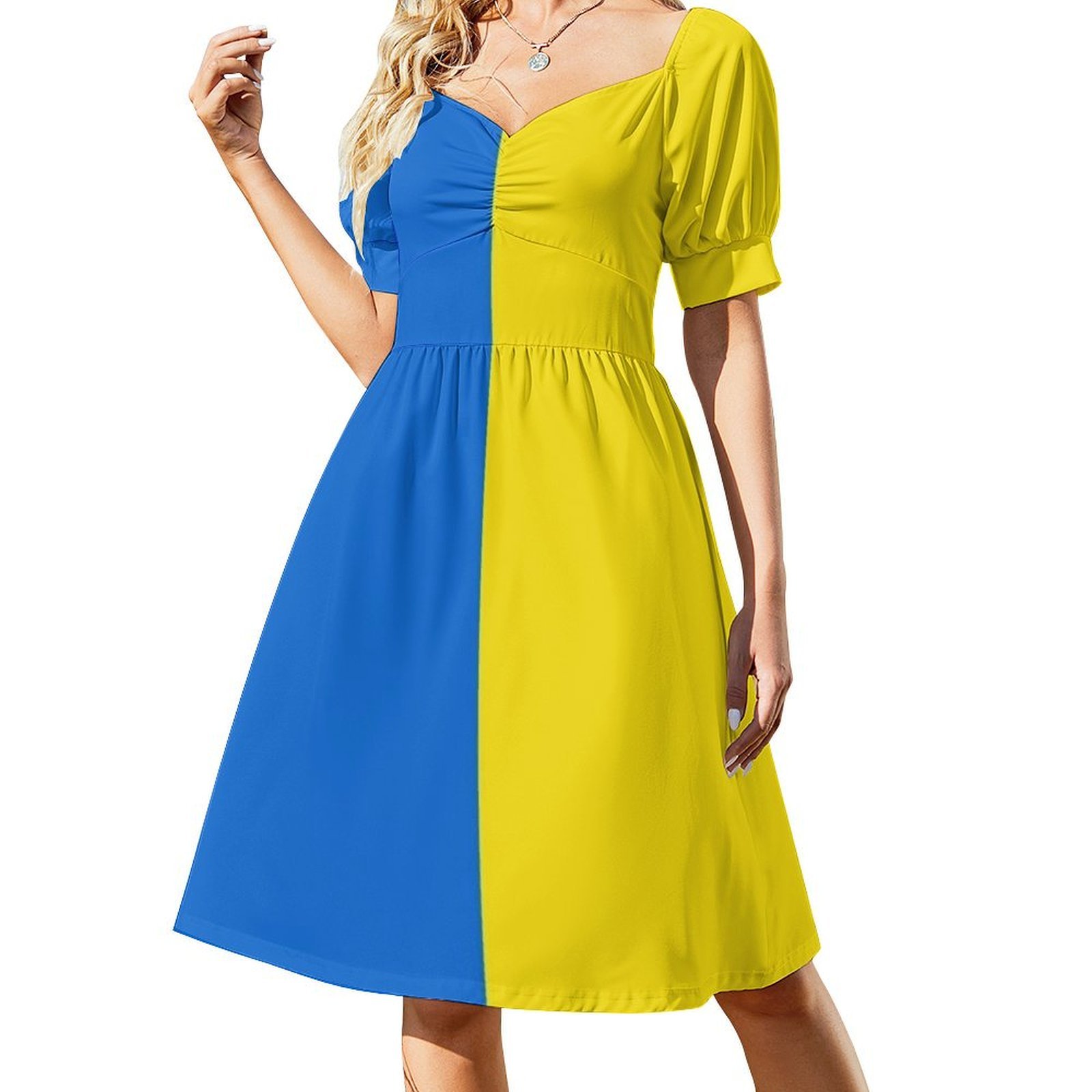 Ukrayna Bayrağı Çiçek Desenli  - Smocked Dress Women incelemesi ve fiyatı