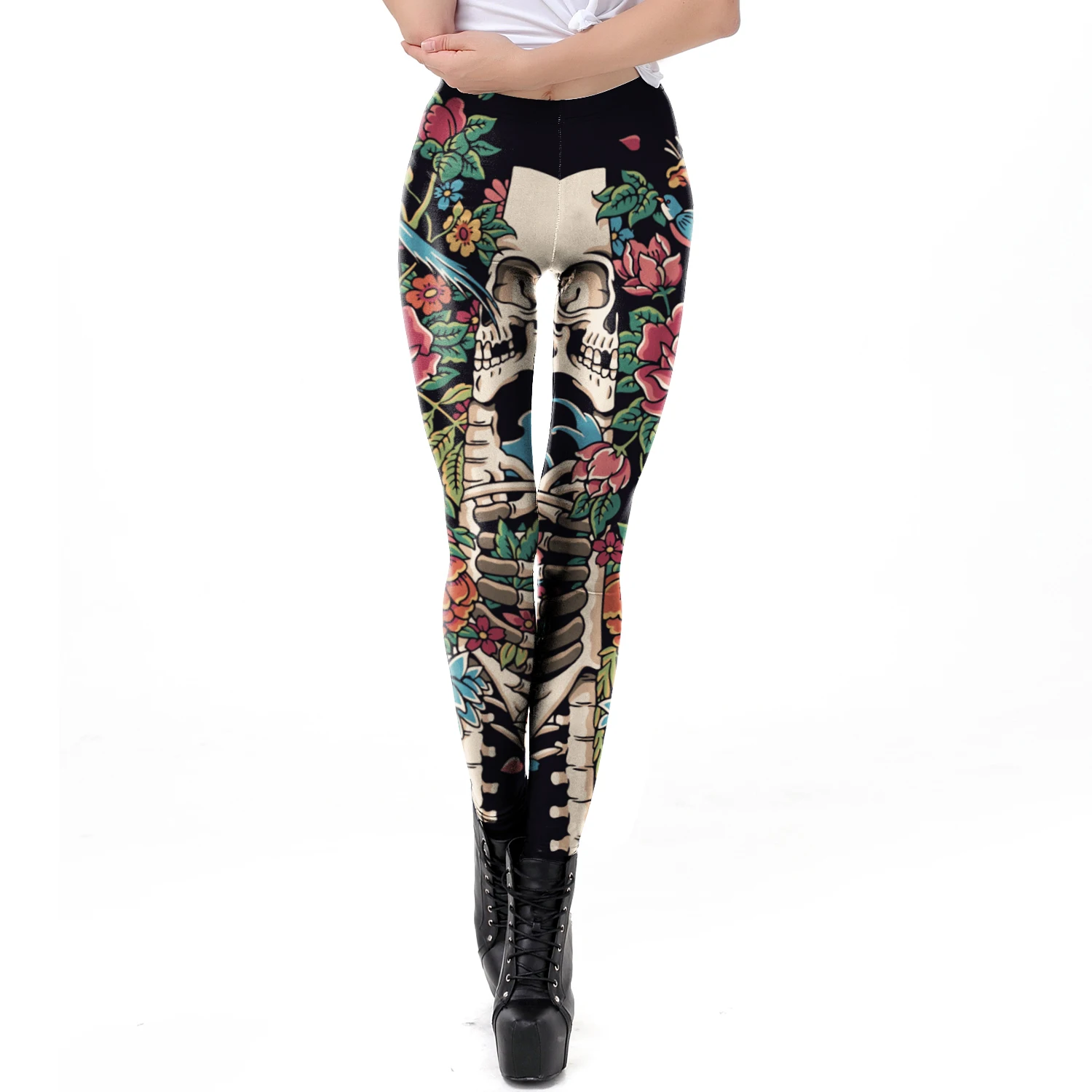 Moda kafatası gül baskı tayt C - Women'S Fashion Leggings incelemesi ve fiyatı